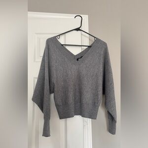 Express V-Neck Sweater Drop Shoulder Ribbed Trim